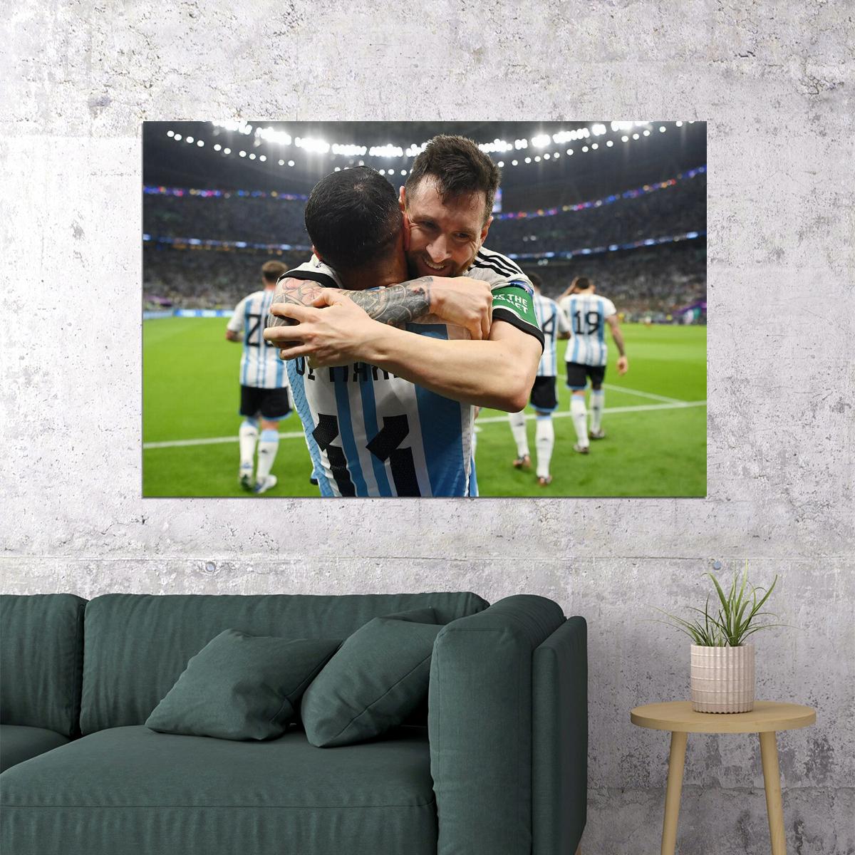 Lionel Messi Angel Di María Goal Celebration Argentina Poster Wall Art Print Home Wall Decor - xonomax