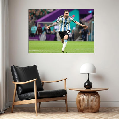 Goal Celebration Lionel Messi Argentina World Cup Poster Wall Art Print Home Wall Decor - xonomax