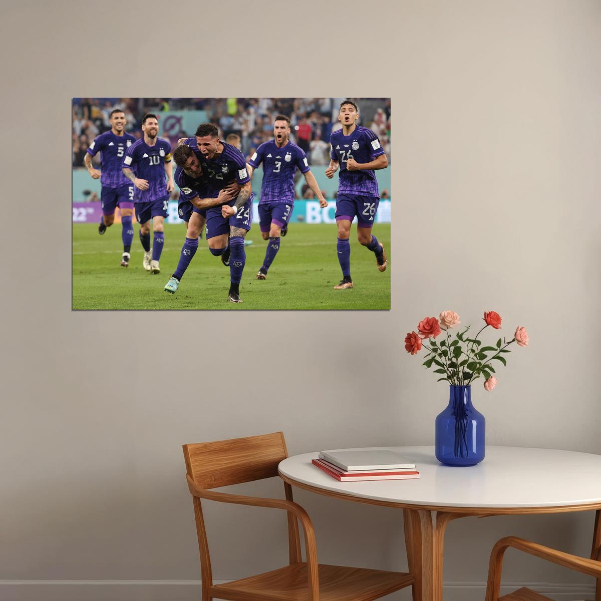 Fernandez And Alvarez Goal Celebration Argentina Poster Wall Art Print Home Wall Decor - xonomax