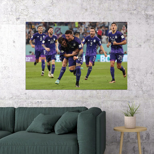 Fernandez And Alvarez Goal Celebration Argentina Poster Wall Art Print Home Wall Decor - xonomax