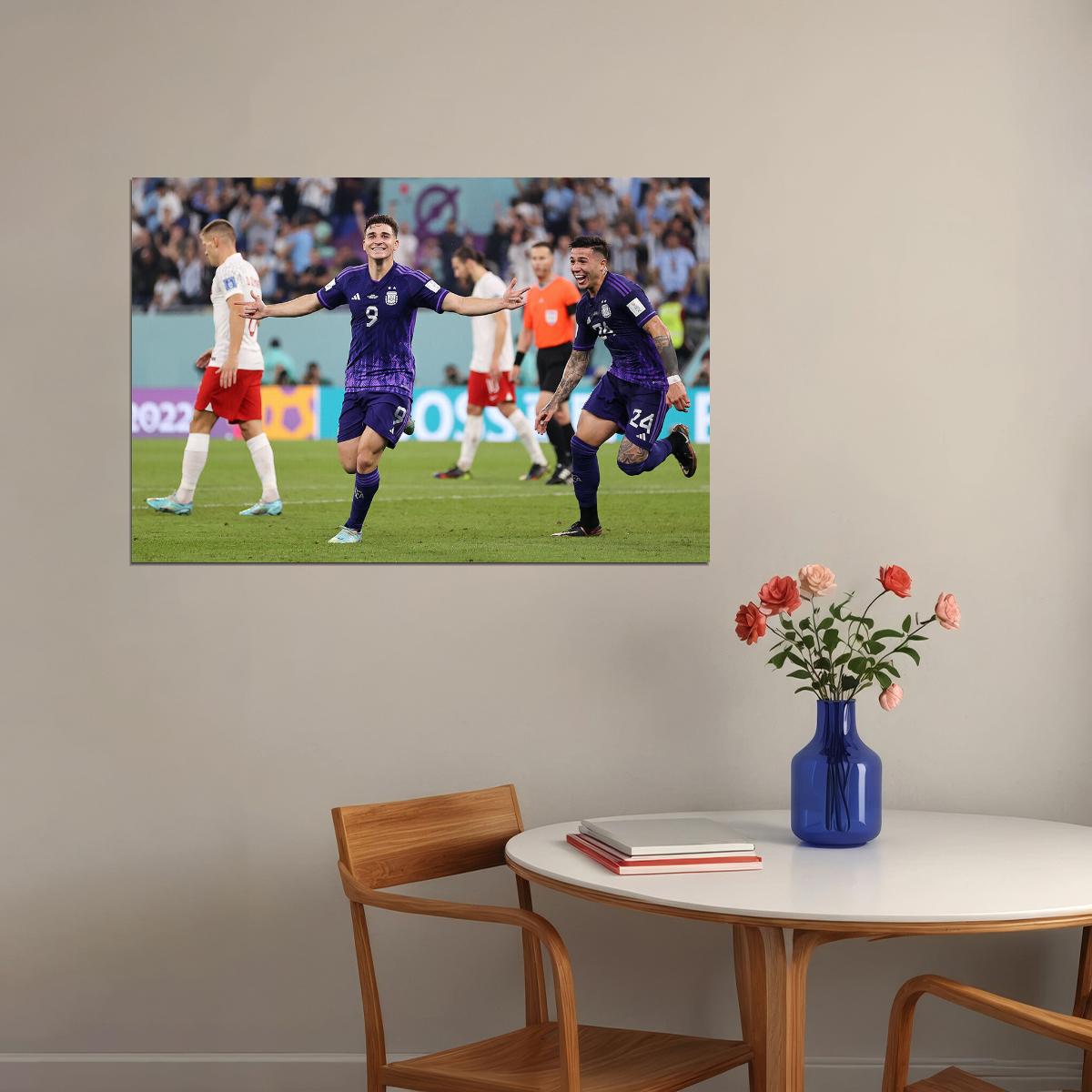 Julian Alvarez Goal Celebration Argentina World Cup Poster Wall Art Print Home Wall Decor - xonomax
