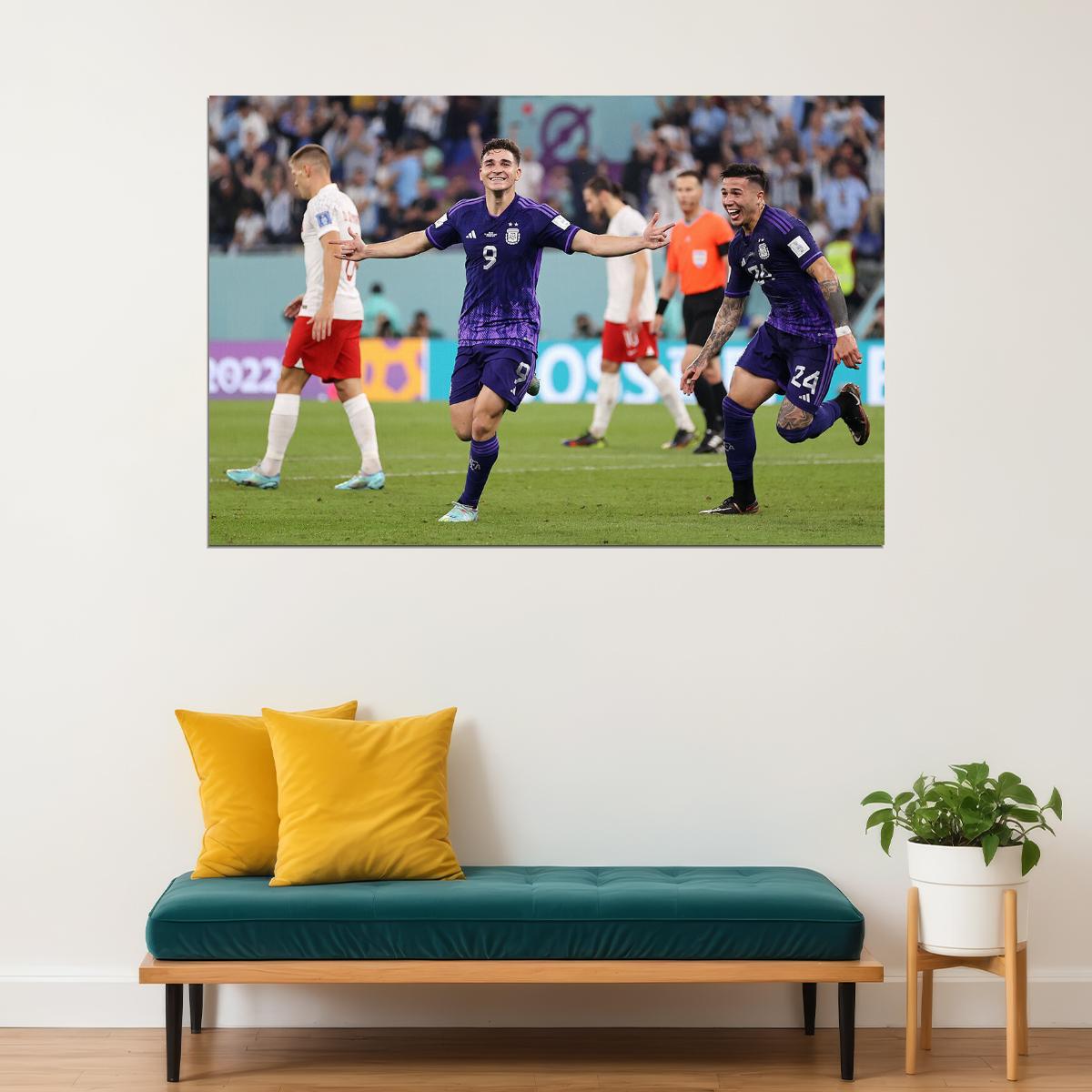 Julian Alvarez Goal Celebration Argentina World Cup Poster Wall Art Print Home Wall Decor - xonomax