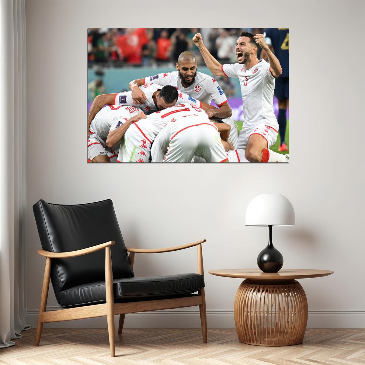 Tunisia National Football Team Goal Celebration Poster Wall Art Print Home Wall Decor