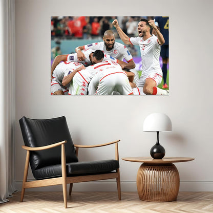 Tunisia National Football Team Goal Celebration Poster Wall Art Print Home Wall Decor