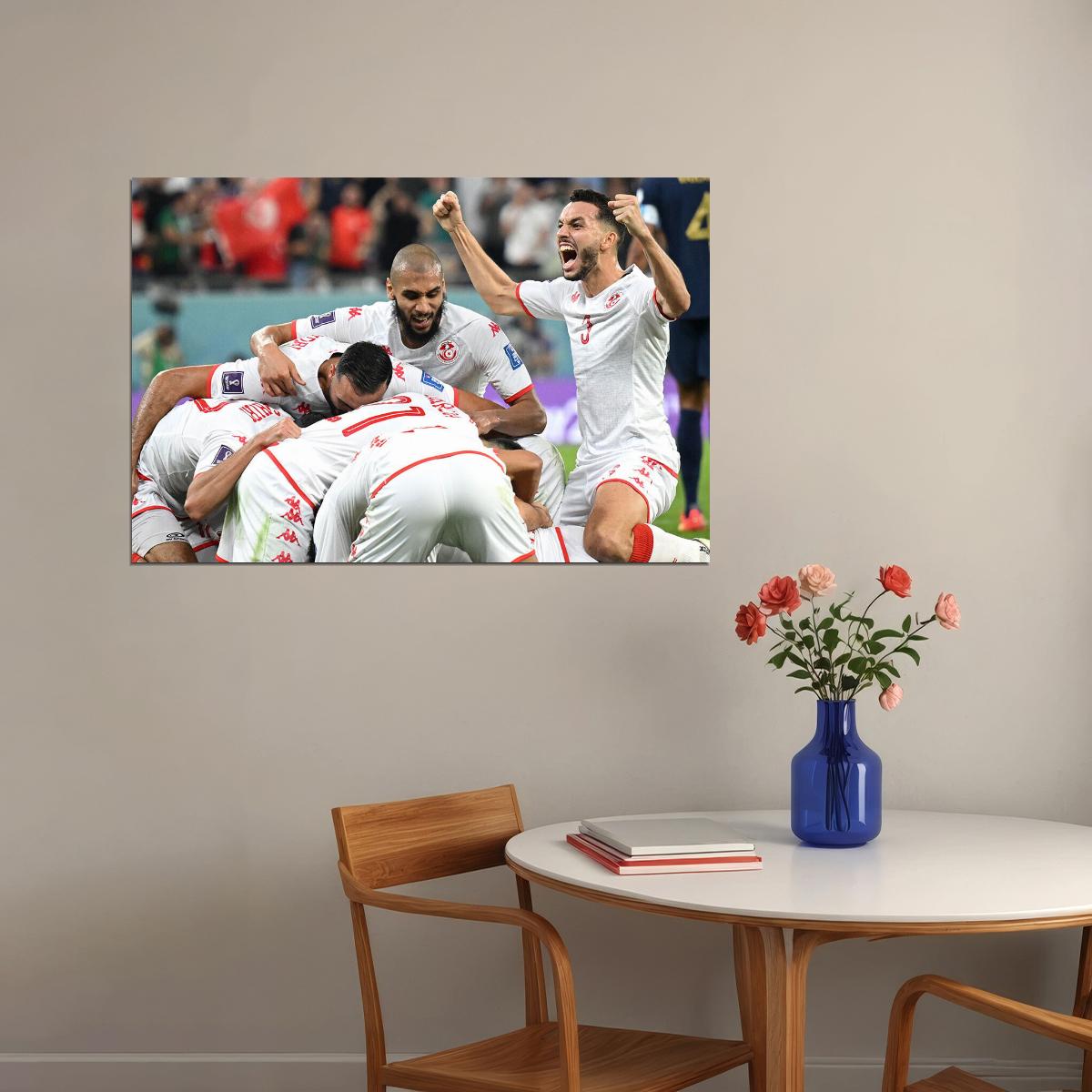 Tunisia National Football Team Goal Celebration Poster Wall Art Print Home Wall Decor