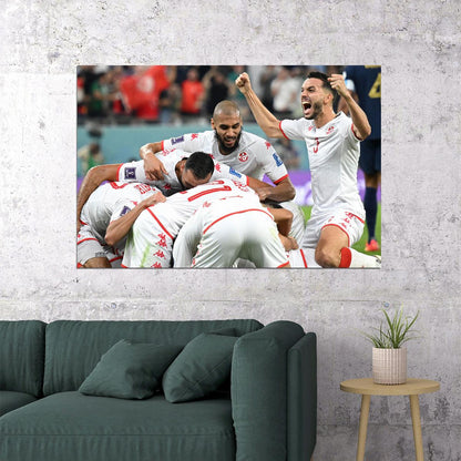 Tunisia National Football Team Goal Celebration Poster Wall Art Print Home Wall Decor