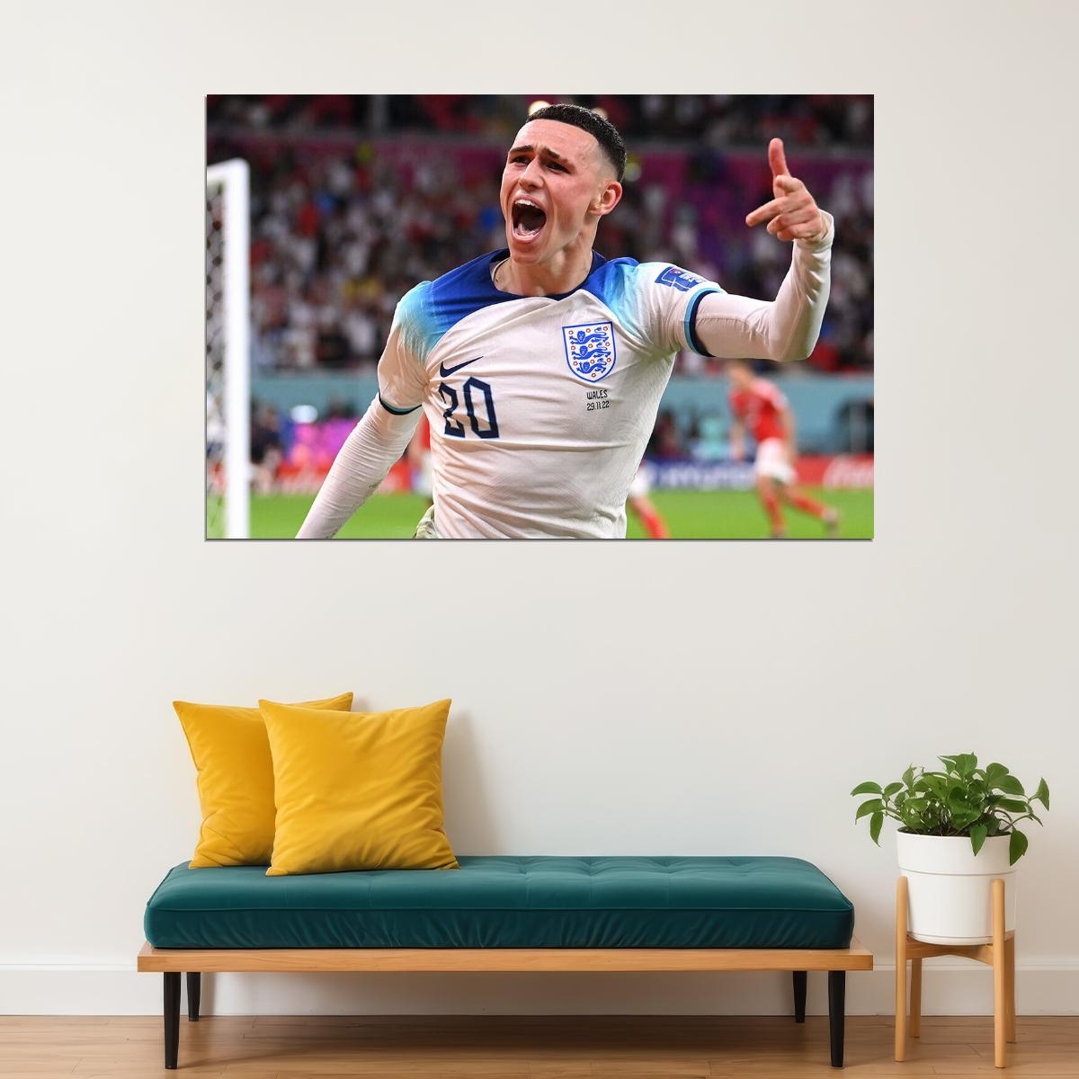 Phil Foden Goal Celebration England World Cup Poster Wall Art Print Home Wall Decor - xonomax