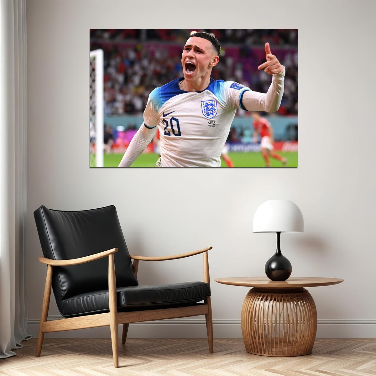 Phil Foden Goal Celebration England World Cup Poster Wall Art Print Home Wall Decor - xonomax