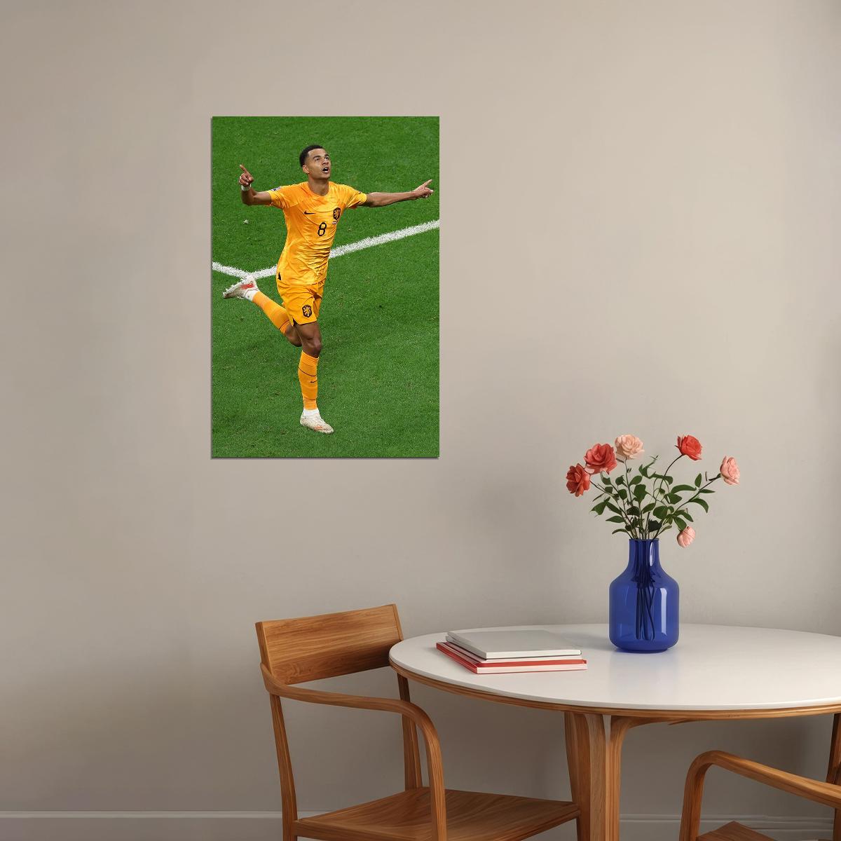 Cody Gakpo Goal Celebration Netherlands World Cup Poster Wall Art Print Home Wall Decor - xonomax