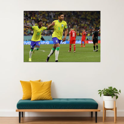 Casemiro Goal Celebration Brazil World Cup Poster Wall Art Print Home Wall Decor - xonomax