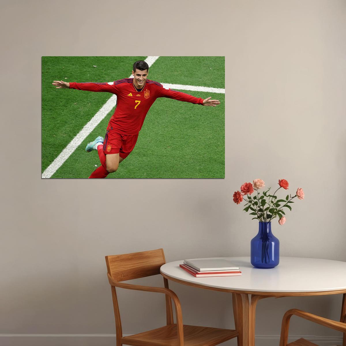 Alvaro Morata Goal Celebration Spain Fans World Cup Poster Wall Art Print Home Wall Decor - xonomax