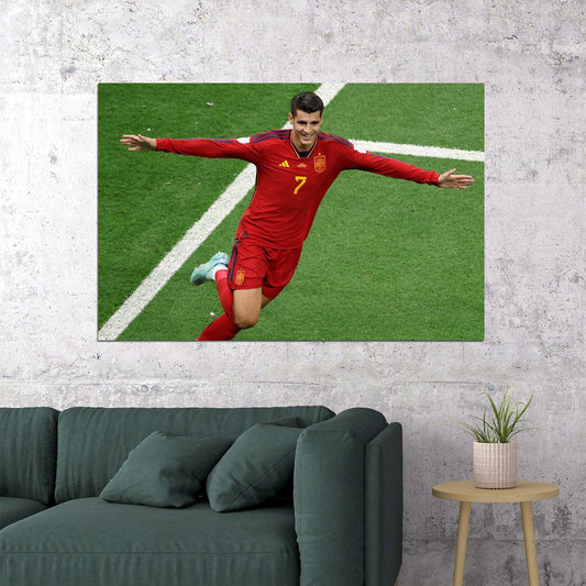 Alvaro Morata Goal Celebration Spain Fans World Cup Poster Wall Art Print Home Wall Decor - xonomax