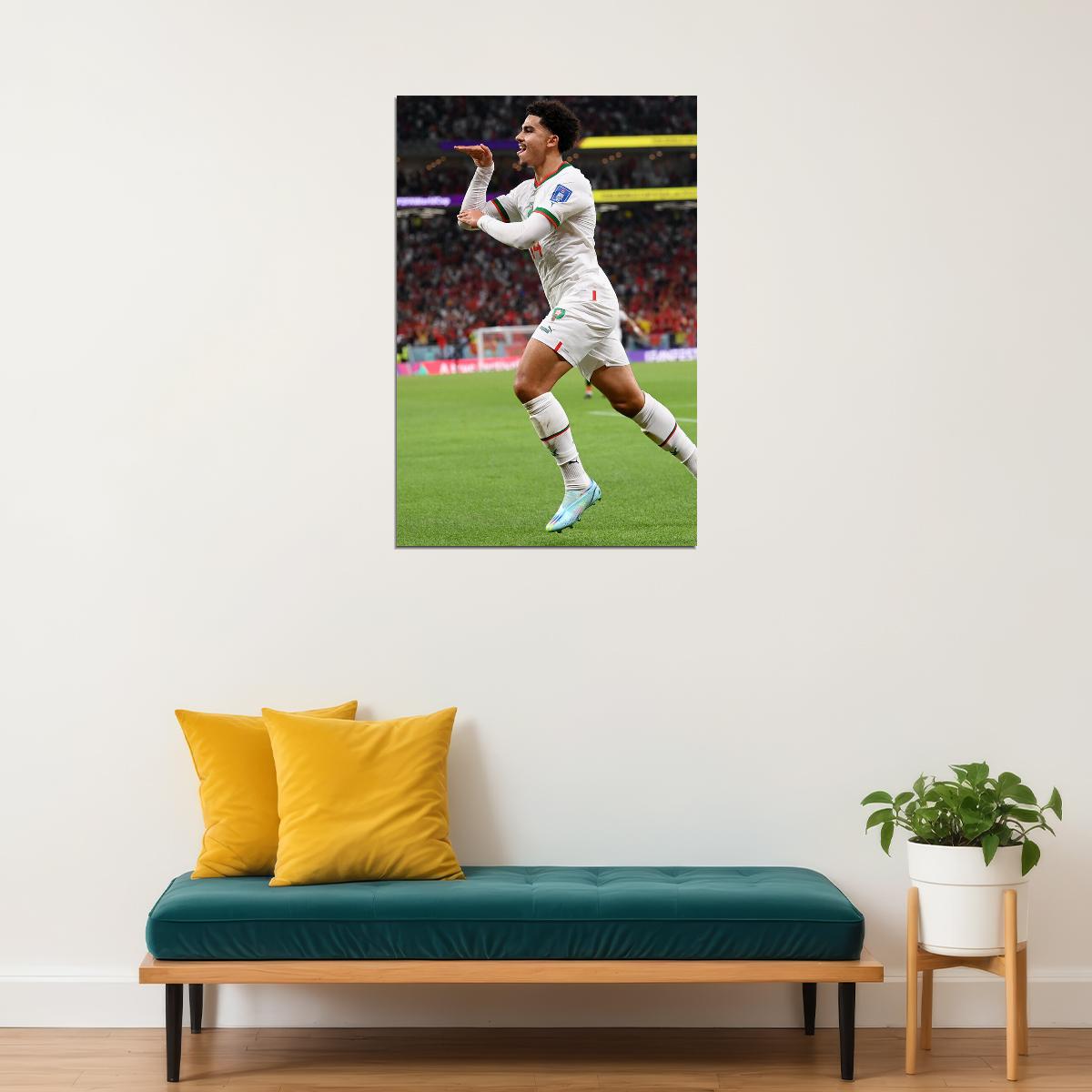 Zakaria Aboukhlal Goal Celebration Morocco World Cup Poster Wall Art Print Home Wall Decor