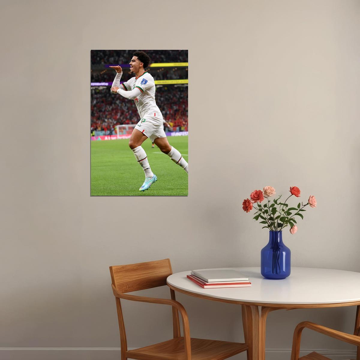 Zakaria Aboukhlal Goal Celebration Morocco World Cup Poster Wall Art Print Home Wall Decor