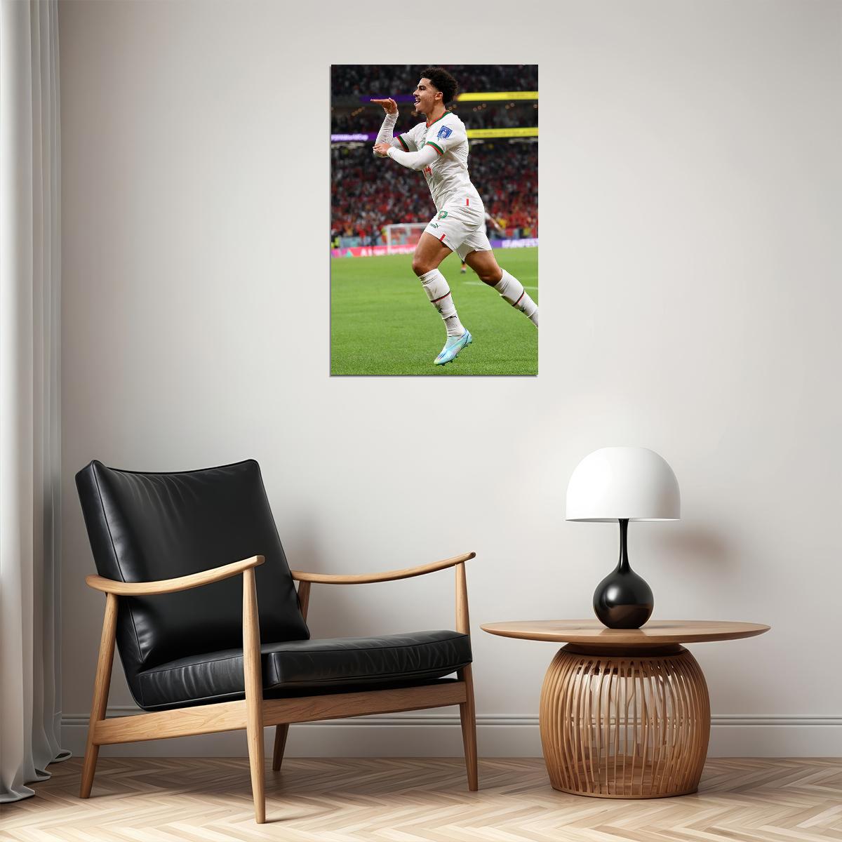 Zakaria Aboukhlal Goal Celebration Morocco World Cup Poster Wall Art Print Home Wall Decor