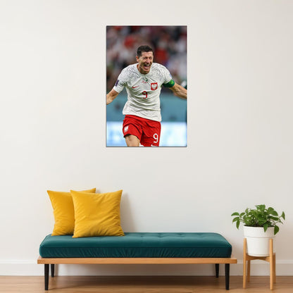 Robert Lewandowski Goal Celebration Poland World Cup Poster Wall Art Print Home Wall Decor