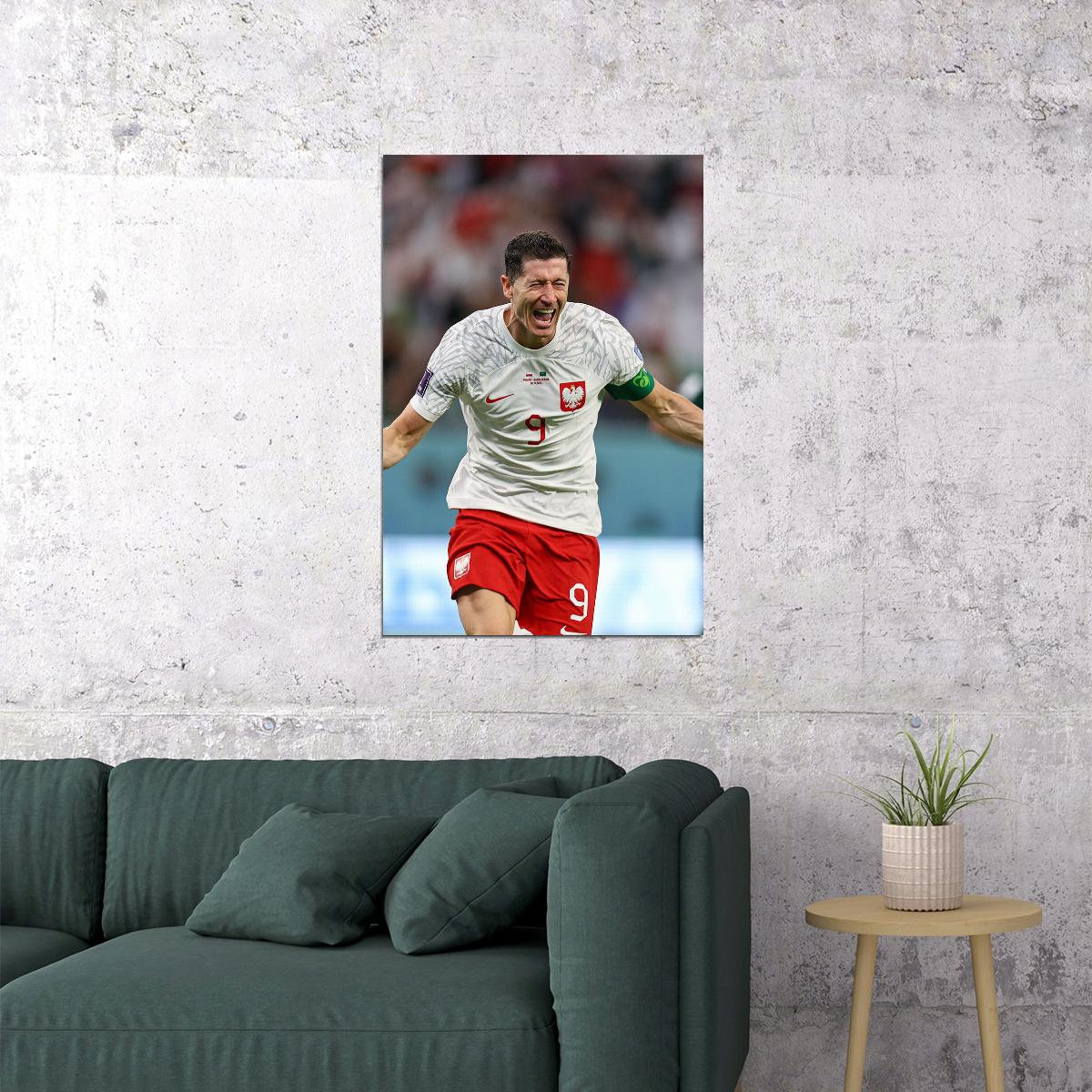 Robert Lewandowski Goal Celebration Poland World Cup Poster Wall Art Print Home Wall Decor