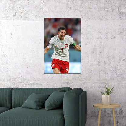 Robert Lewandowski Goal Celebration Poland World Cup Poster Wall Art Print Home Wall Decor
