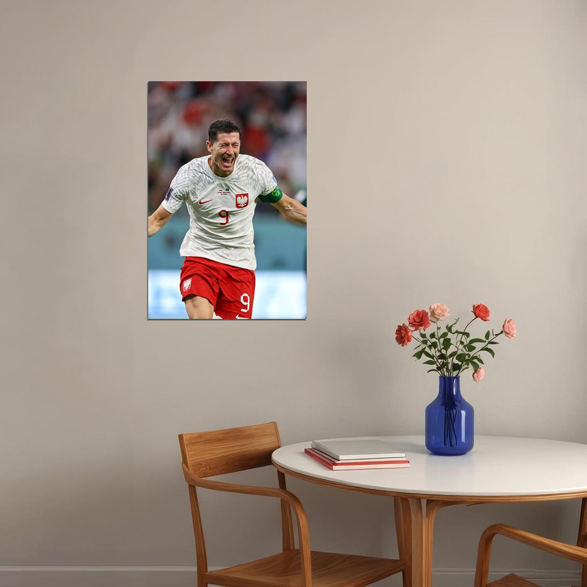 Robert Lewandowski Goal Celebration Poland World Cup Poster Wall Art Print Home Wall Decor