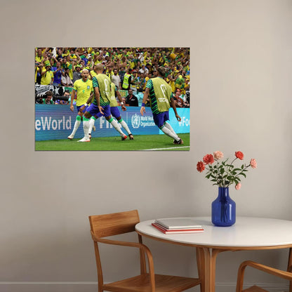 Richarlison Goal Celebration Brazil National Team Poster Wall Art Print Home Wall Decor - xonomax