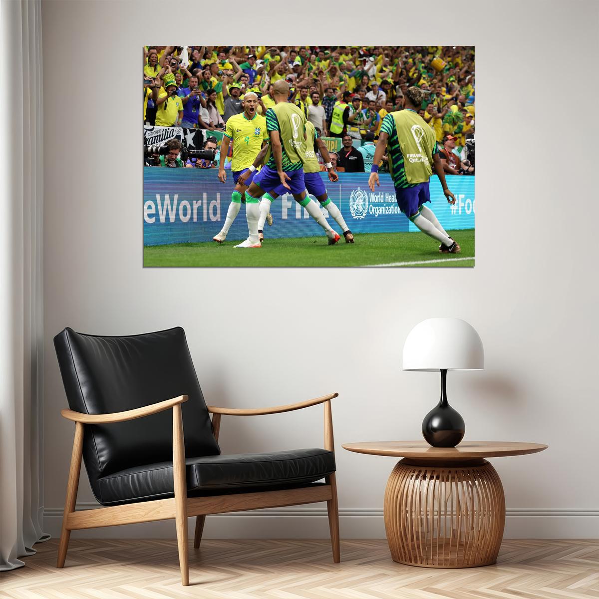 Richarlison Goal Celebration Brazil National Team Poster Wall Art Print Home Wall Decor - xonomax