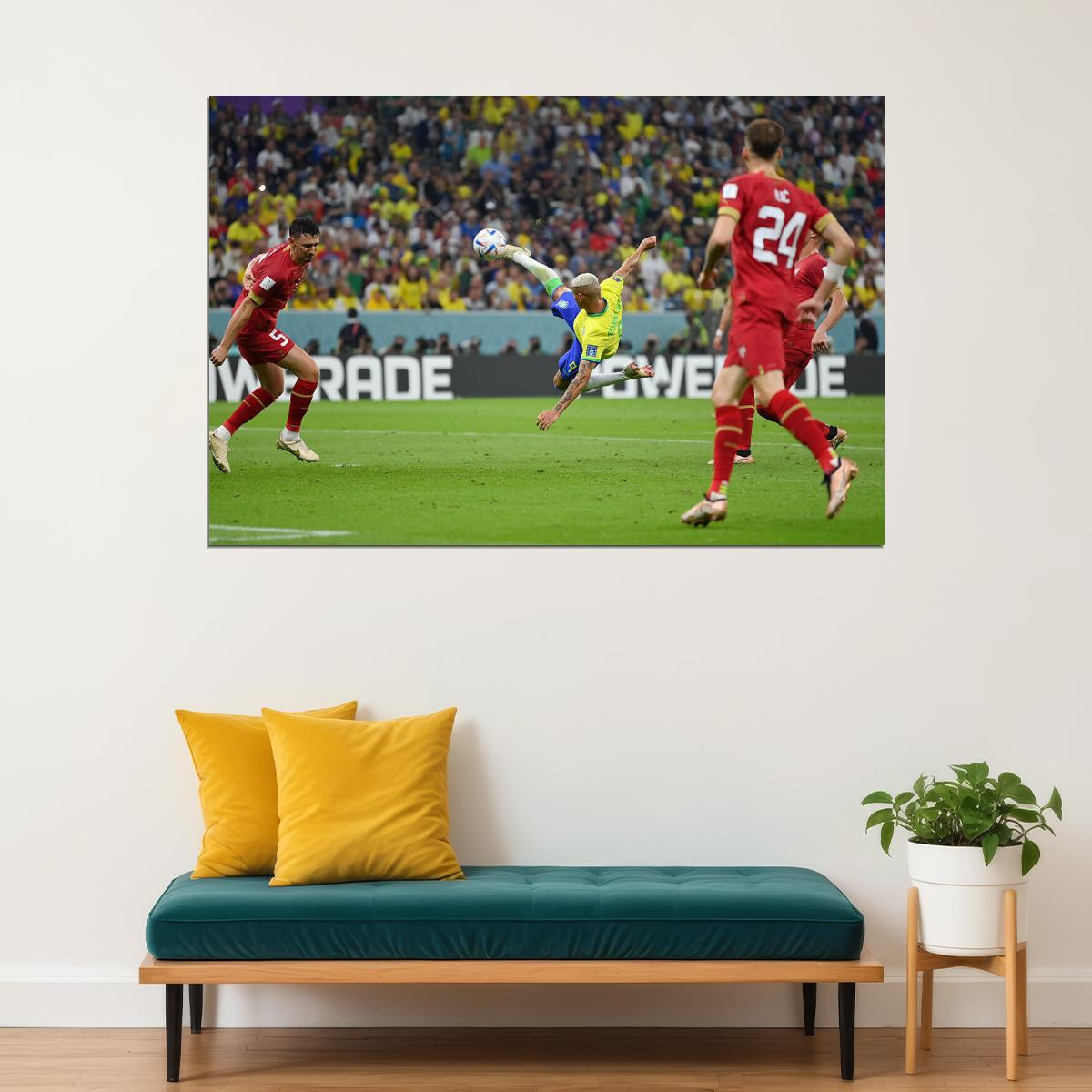 Richarlison Goal Brazil National Team World Cup Poster Wall Art Print Home Wall Decor - xonomax