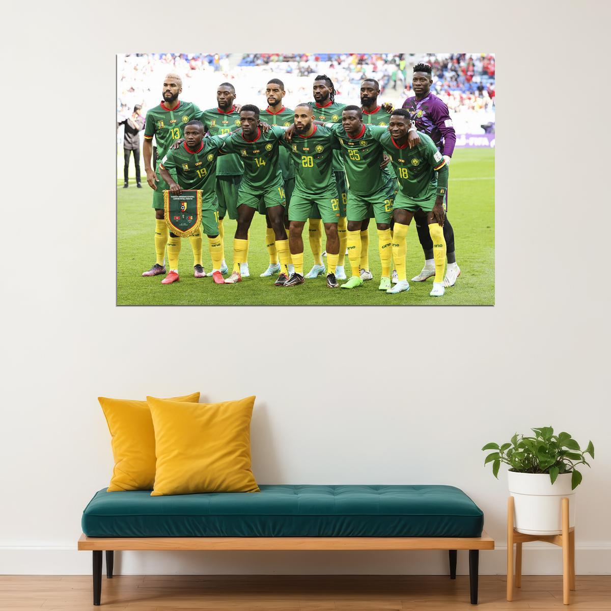 Cameroon National Football Team World Cup Qatar 2022 Poster Wall Art Print Home Wall Decor - xonomax
