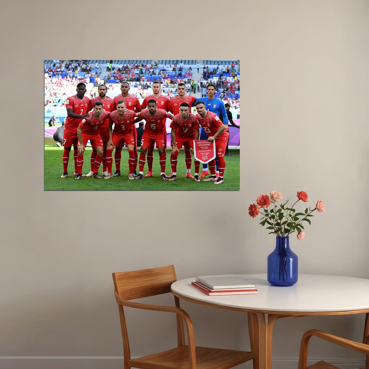 Switzerland National Football Team World Cup Qatar 2022 Poster Wall Art Print Home Wall Decor - xonomax
