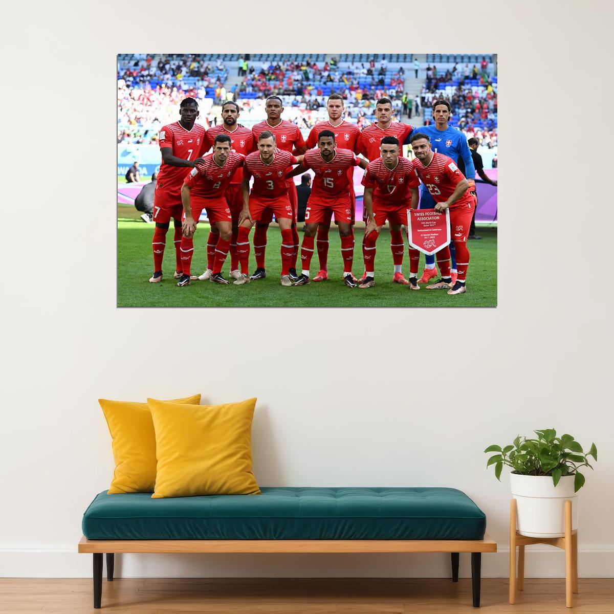 Switzerland National Football Team World Cup Qatar 2022 Poster Wall Art Print Home Wall Decor - xonomax