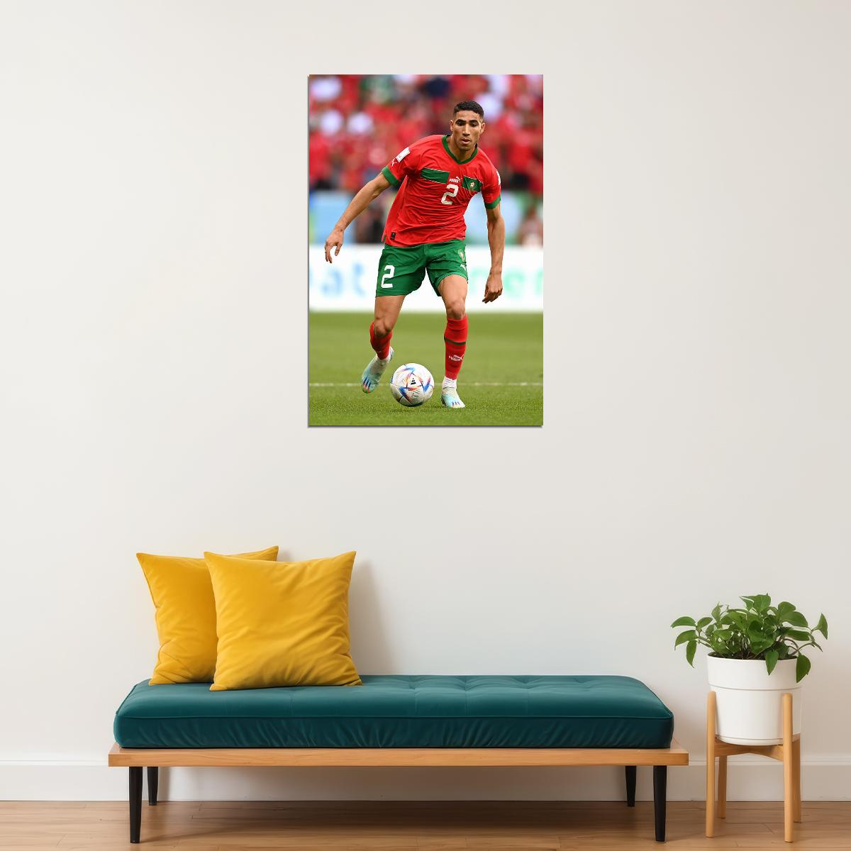 Achraf Hakimi Morocco National Team World Soccer Fans Poster Wall Art Print Home Wall Decor - xonomax