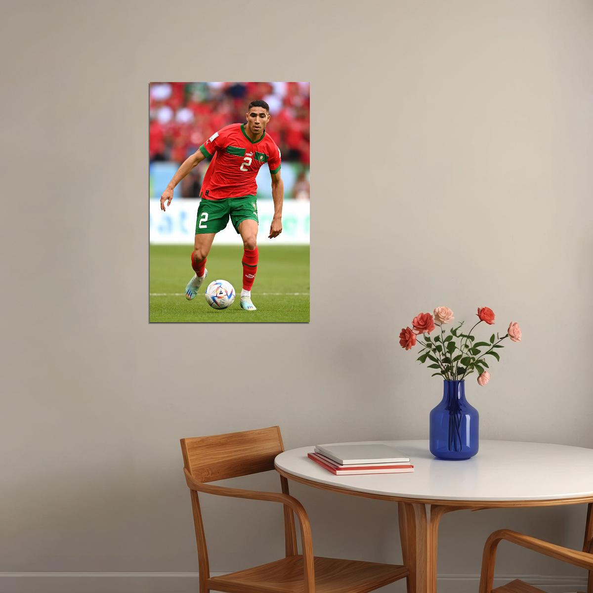 Achraf Hakimi Morocco National Team World Soccer Fans Poster Wall Art Print Home Wall Decor - xonomax
