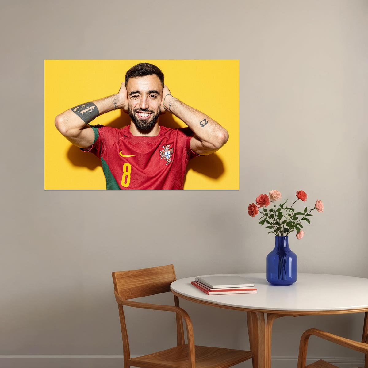 Bruno Fernandes Portugal World Soccer Fans 2022 Poster Wall Art Print Home Wall Decor - xonomax