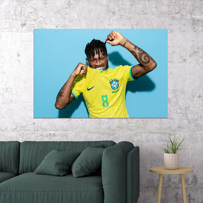 Footballer Fred Brazil World Soccer Fans 2022 Poster Wall Art Print Home Wall Decor - xonomax