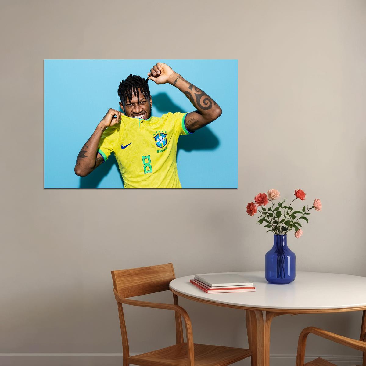 Footballer Fred Brazil World Soccer Fans 2022 Poster Wall Art Print Home Wall Decor - xonomax