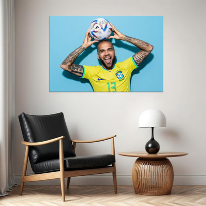 Dani Alves Brazil World Soccer Fans 2022 Poster Wall Art Print Home Wall Decor - xonomax