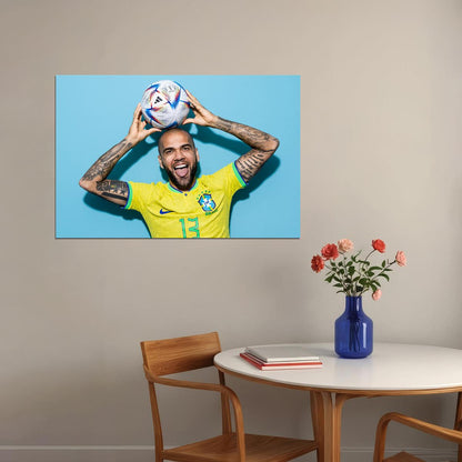 Dani Alves Brazil World Soccer Fans 2022 Poster Wall Art Print Home Wall Decor - xonomax