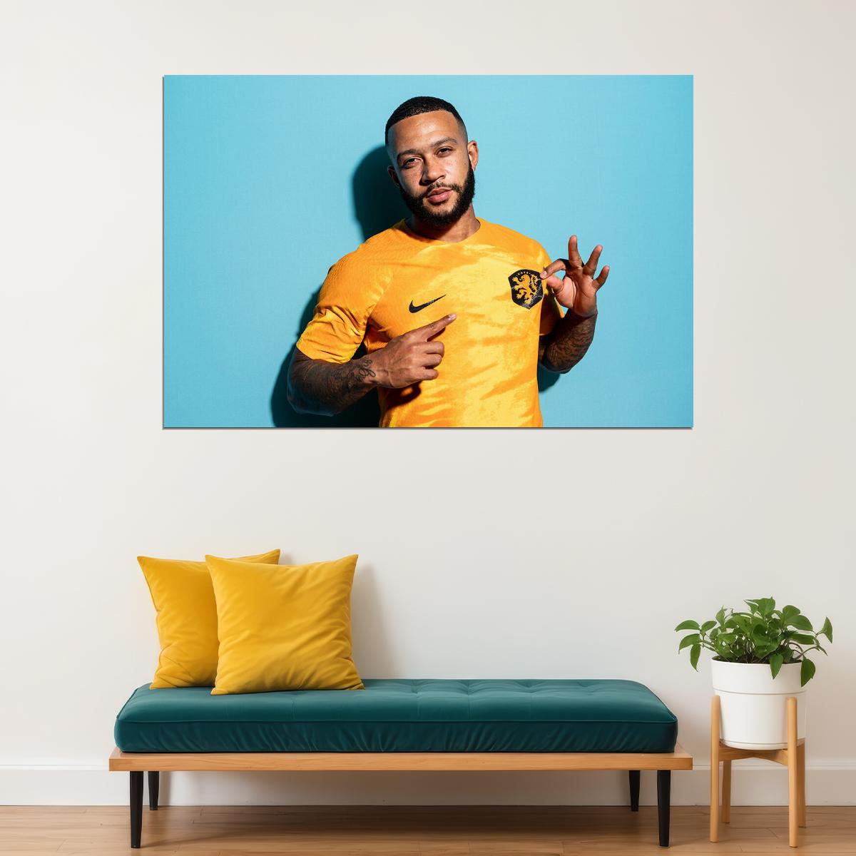 Memphis Depay Netherland World Soccer Fans 2022 Poster Wall Art Print Home Wall Decor - xonomax