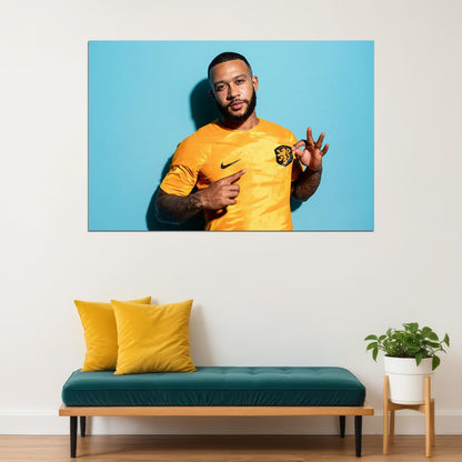 Memphis Depay Netherland World Soccer Fans 2022 Poster Wall Art Print Home Wall Decor - xonomax