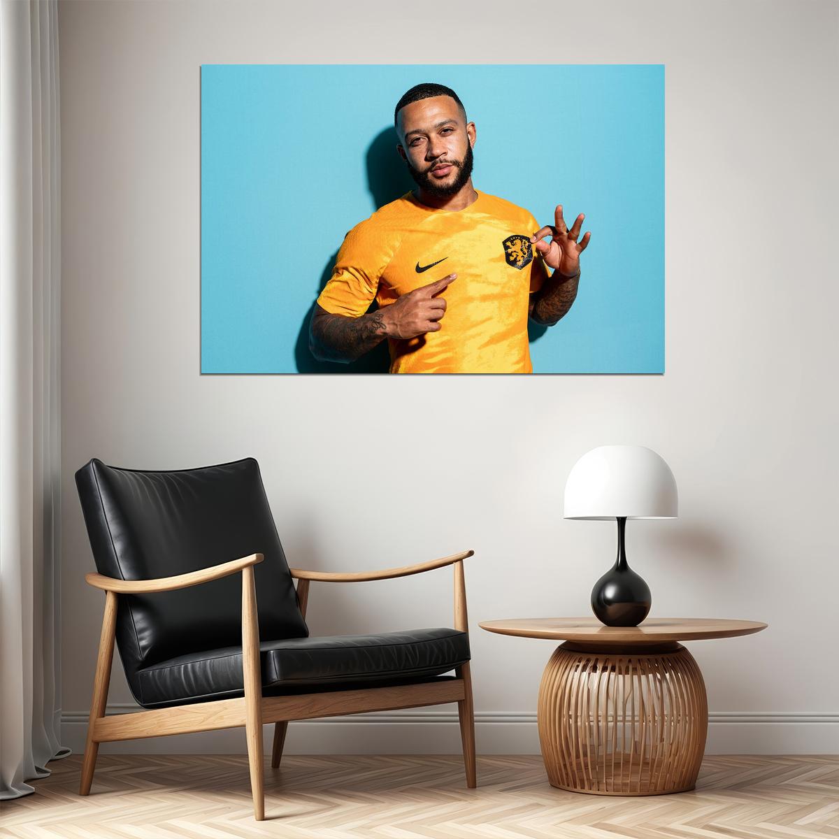 Memphis Depay Netherland World Soccer Fans 2022 Poster Wall Art Print Home Wall Decor - xonomax
