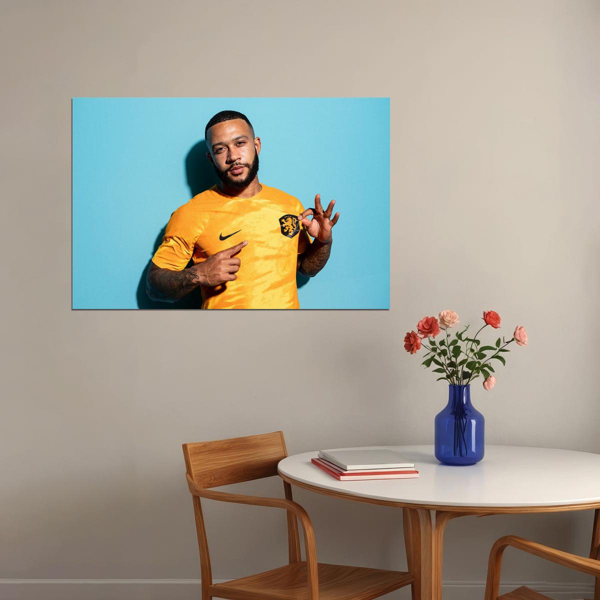 Memphis Depay Netherland World Soccer Fans 2022 Poster Wall Art Print Home Wall Decor - xonomax