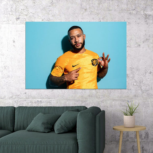 Memphis Depay Netherland World Soccer Fans 2022 Poster Wall Art Print Home Wall Decor - xonomax