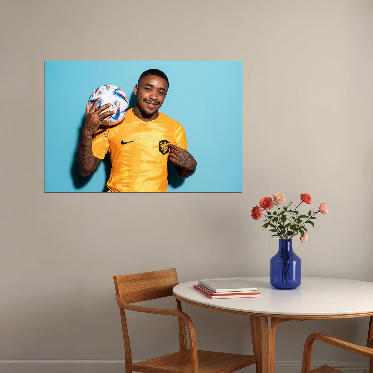 Steven Bergwijn Netherland World Soccer Fans 2022 Poster Wall Art Print Home Wall Decor - xonomax