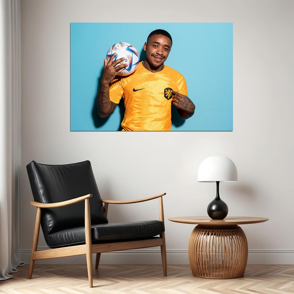 Steven Bergwijn Netherland World Soccer Fans 2022 Poster Wall Art Print Home Wall Decor - xonomax