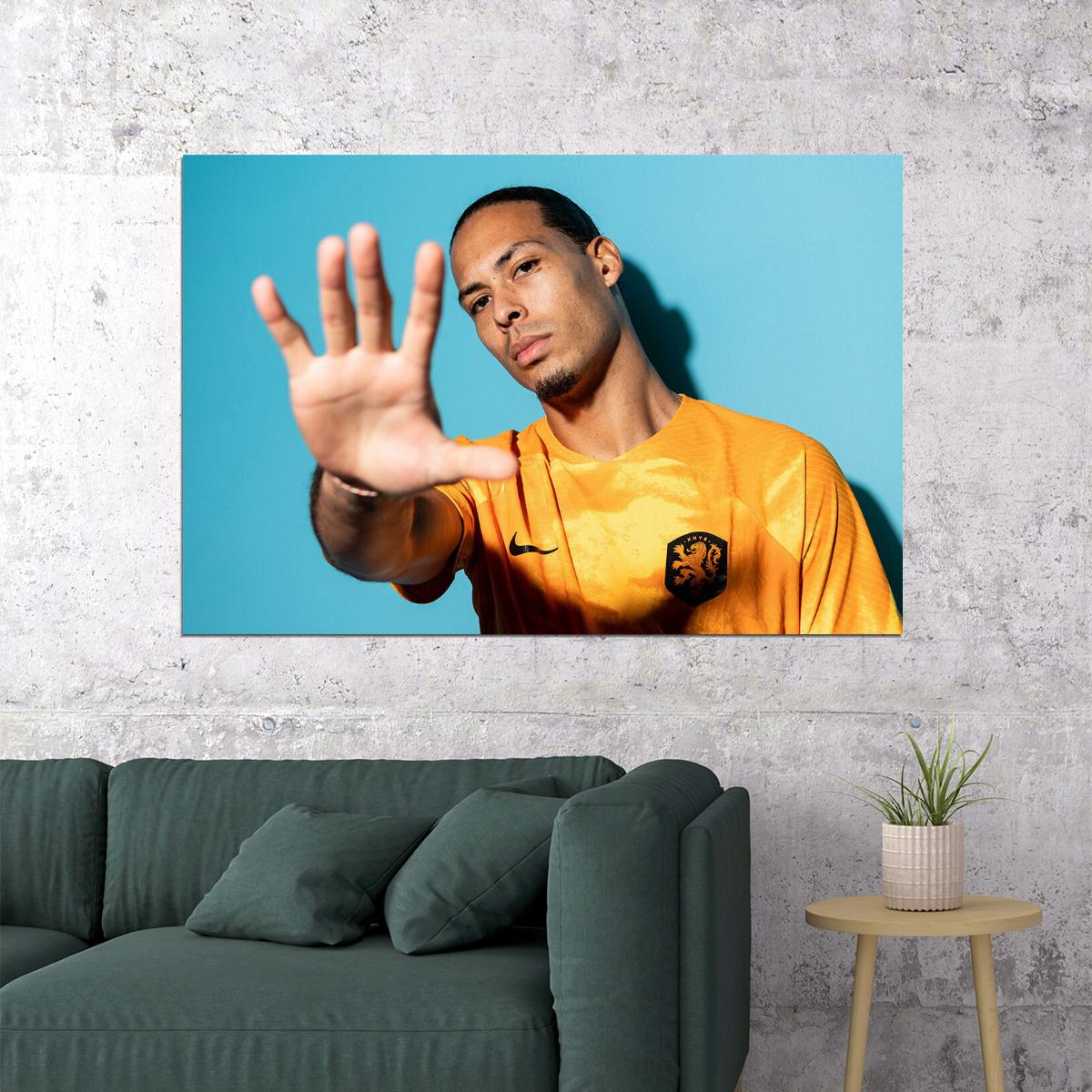 Virgil Van Dijk Netherland World Soccer Fans 2022 Poster Wall Art Print Home Wall Decor - xonomax