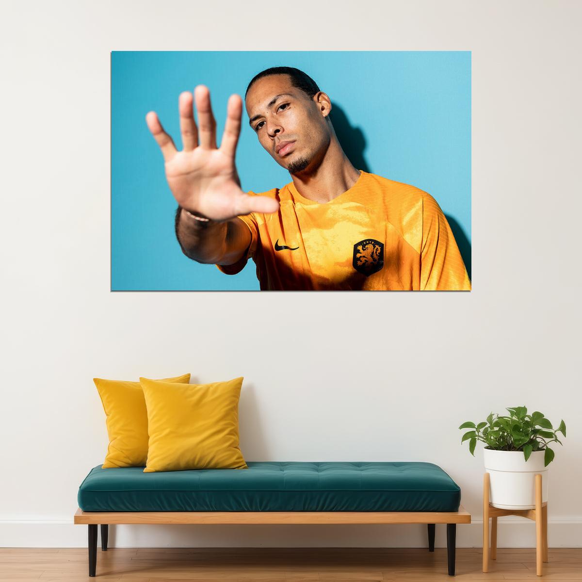 Virgil Van Dijk Netherland World Soccer Fans 2022 Poster Wall Art Print Home Wall Decor - xonomax