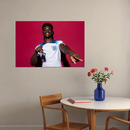 Bukayo Saka England World Soccer Fans 2022 Poster Wall Art Print Home Wall Decor - xonomax