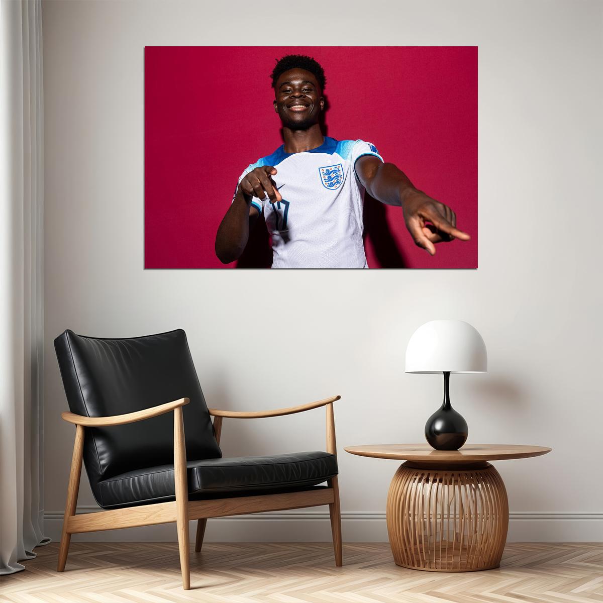 Bukayo Saka England World Soccer Fans 2022 Poster Wall Art Print Home Wall Decor - xonomax