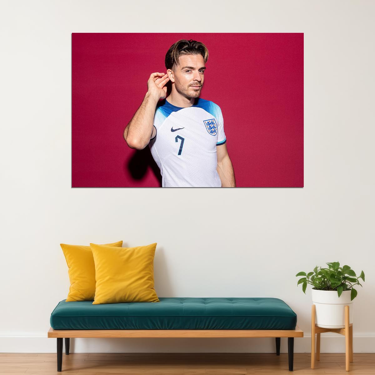 Jack Grealish England World Soccer Fans 2022 Poster Wall Art Print Home Wall Decor - xonomax
