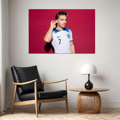Jack Grealish England World Soccer Fans 2022 Poster Wall Art Print Home Wall Decor - xonomax