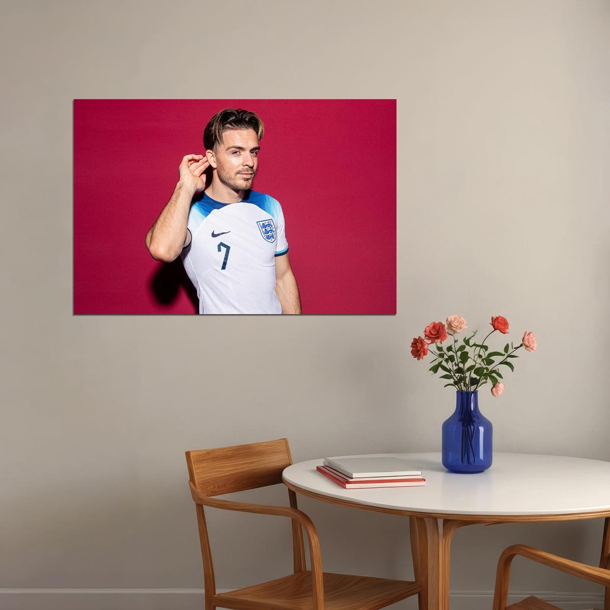 Jack Grealish England World Soccer Fans 2022 Poster Wall Art Print Home Wall Decor - xonomax